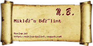 Miklós Bálint névjegykártya