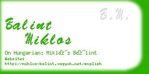 balint miklos business card